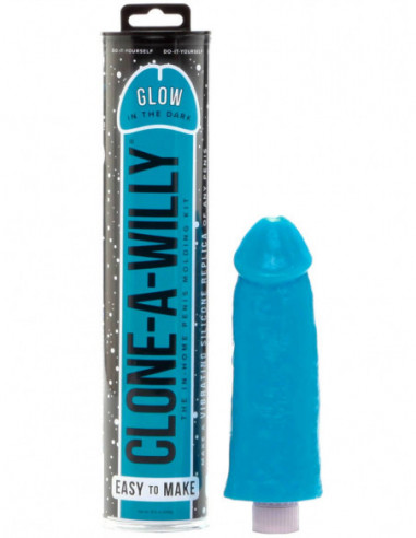 Clone-A-Willy Glow-in-the-Dark Blue - sada pro odlitek penisu (vibrátor)