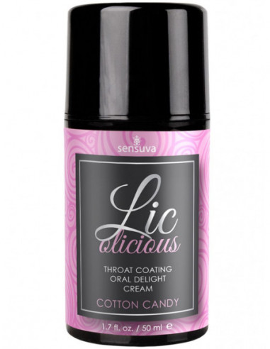 Orální krém na deepthroat Lic-o-licious Cotton Candy - Sensuva (50 ml)