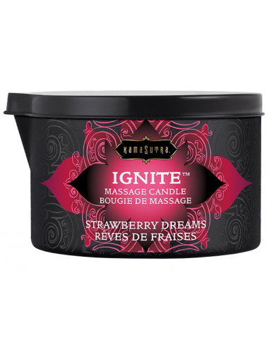 Masážní olejová svíčka Ignite Strawberry Dreams - Kama Sutra (170 g)