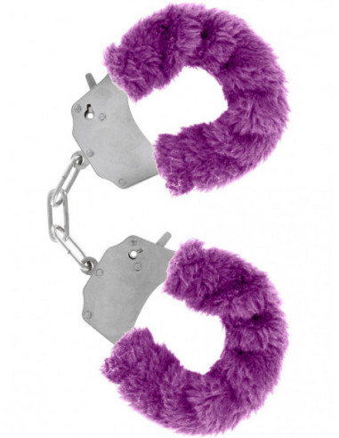 Kovová pouta na ruce s plyšovým kožíškem Furry Fun Cuffs - fialová