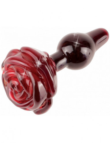 Skleněný anální kolík s ozdobnou růží ICICLES No. 76 - Pipedream