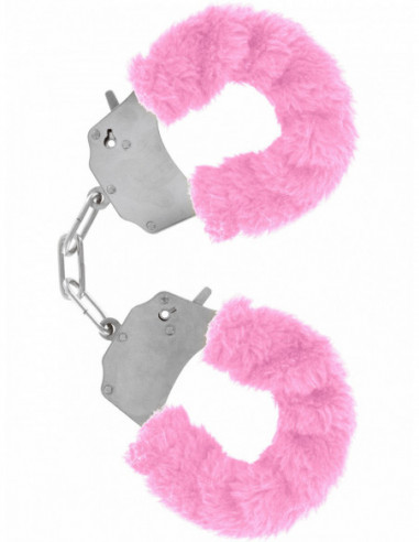 Kovová pouta na ruce s plyšovým kožíškem Furry Fun Cuffs - růžová