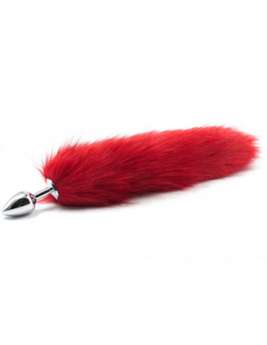 Kovový anální kolík s ocáskem (liška), červený