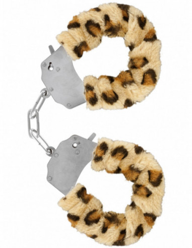 Kovová pouta na ruce s plyšovým kožíškem Furry Fun Cuffs - leopard