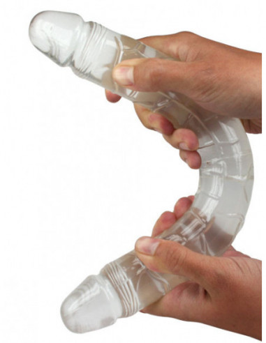 Oboustranné dildo Crystal Clear Double Dildo (34 cm)