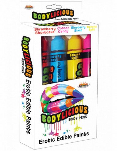 Slíbatelný bodypainting Bodylicious Body Pens, 4 příchutě (4 x 55 g)