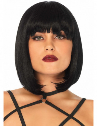 Krátká černá paruka s ofinou Short Natural Bob - Leg Avenue