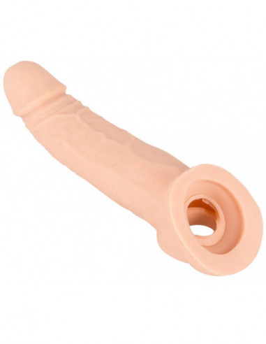 Zvětšovací návlek na penis s otvorem na varlata - Nature Skin