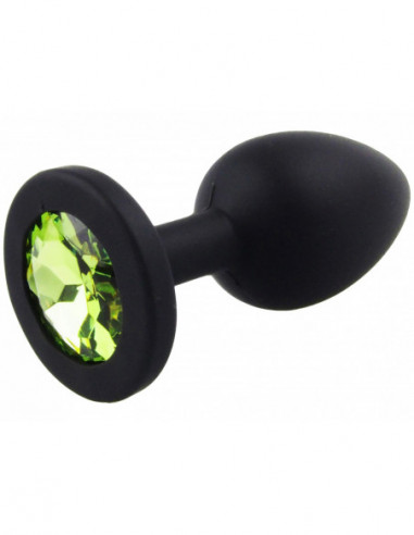 Malý anální kolík ze silikonu se šperkem - světle zelený