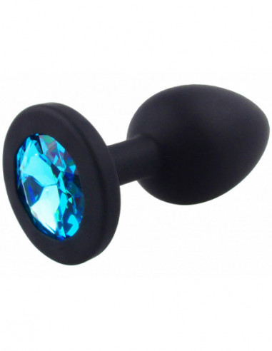 Malý anální kolík ze silikonu se šperkem - světle modrý