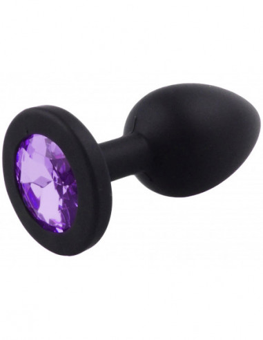 Malý anální kolík ze silikonu se šperkem - světle fialový