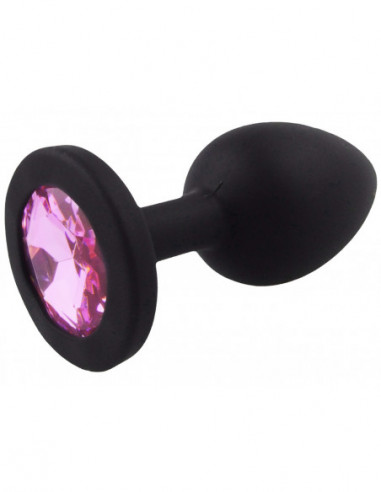 Malý anální kolík ze silikonu se šperkem - světle růžový