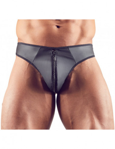 Pánská tanga s lesklým zipem (neoprenový design) - Svenjoyment