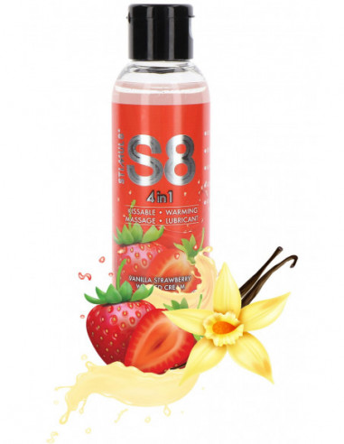 Lubrikační/masážní gel S8 4-in-1 Vanilla Strawberry Whipped Cream - STIMUL8 (125 ml)