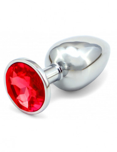 Anální kovový kolík s krystalem - červený