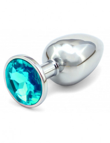 Anální kovový kolík s krystalem - světle modrý