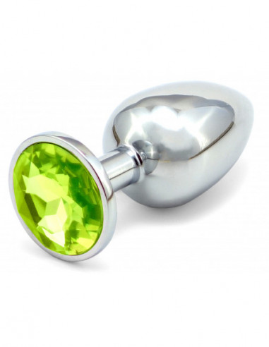 Anální kovový kolík s krystalem - světle zelený